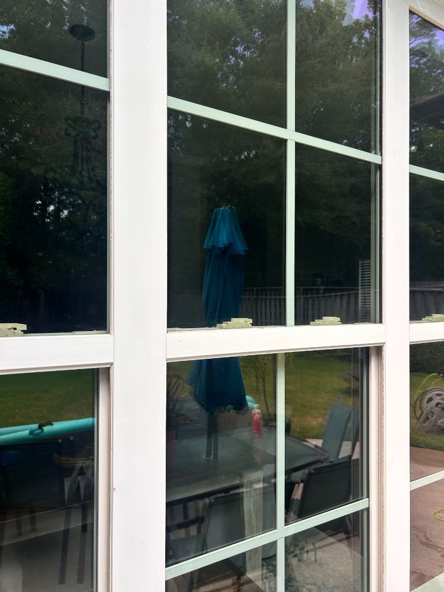 Same window after EXClean cleaning — divided-light window, inside and out